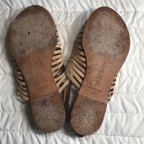 L.A.M.B. cream leather sandals sz 8 US - Picture 5 of 8